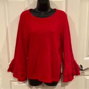 EUC Saks 5th Avenue Statement Sleeve Red Sweater